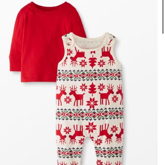 2T Hanna Andersson 2 Piece Reindeer Jumper and Red Shirt - Picture 1 of 16